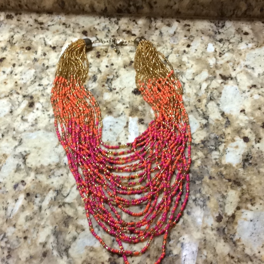 Multi strand seed beat necklace.